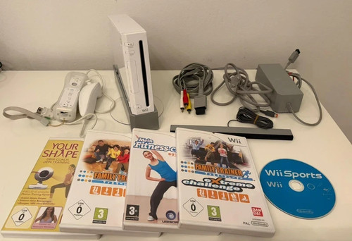 Wii weiß komplett 4 spiele - weiß,